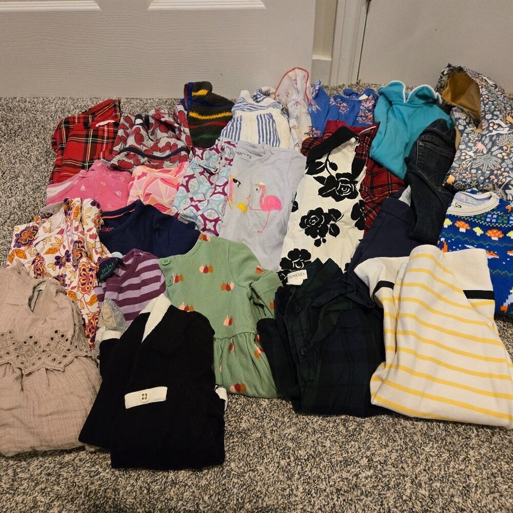 Lot of 25 Pieces Girl's 3T Clothes Crewcuts Mini Boden Hanna Andersson Joes